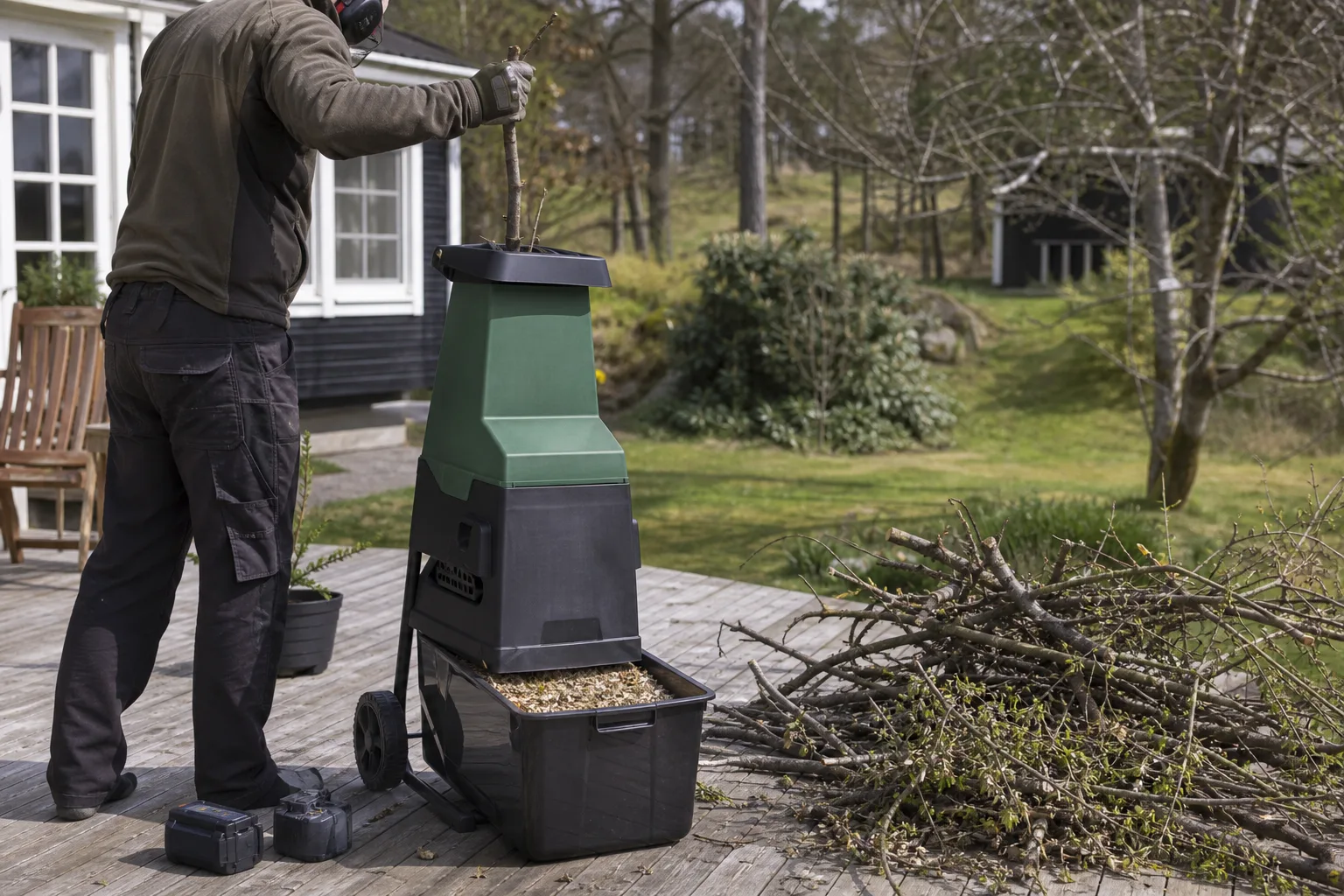 Kompakt kvarn och batteripaket vid fritidshus utan uteuttag